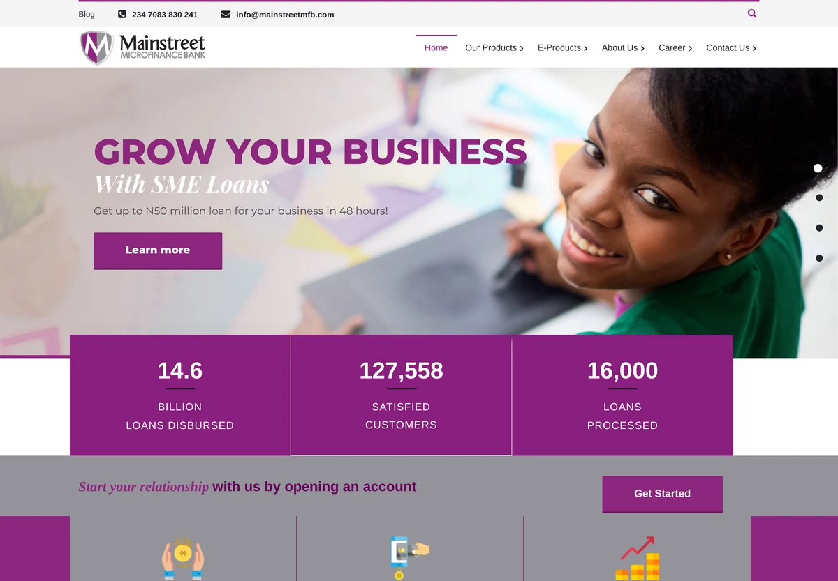 Existing Mainstreet Microfinance Bank website capture