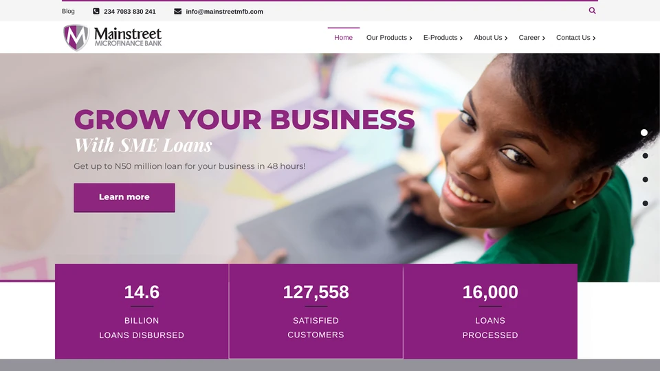 Live website capture of Mainstreet Microfinance Bank