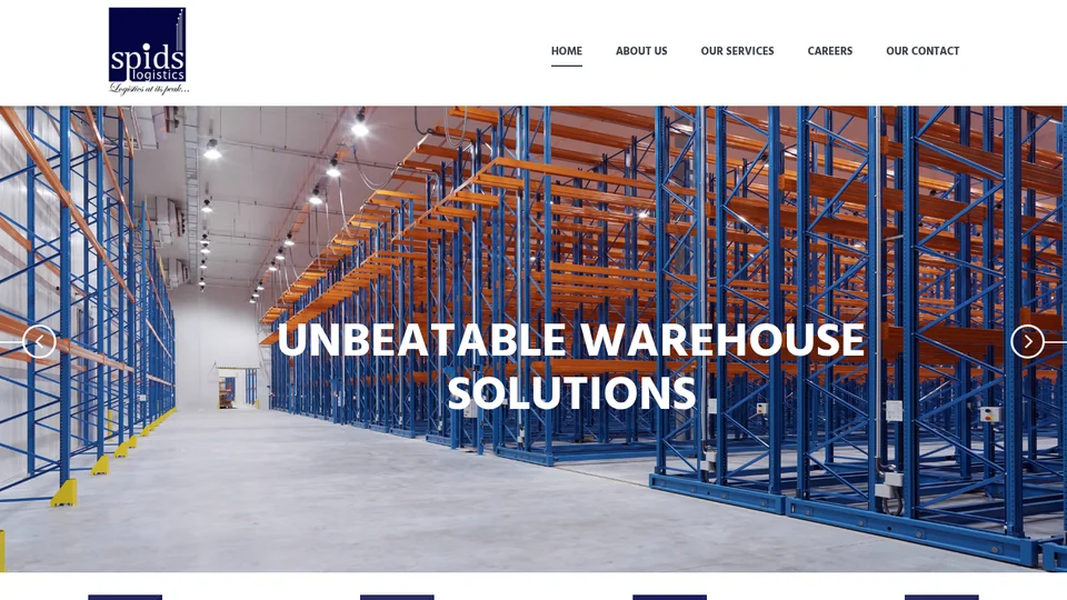 Captured SPIDS Logistics website from NewChild's selected portfolio