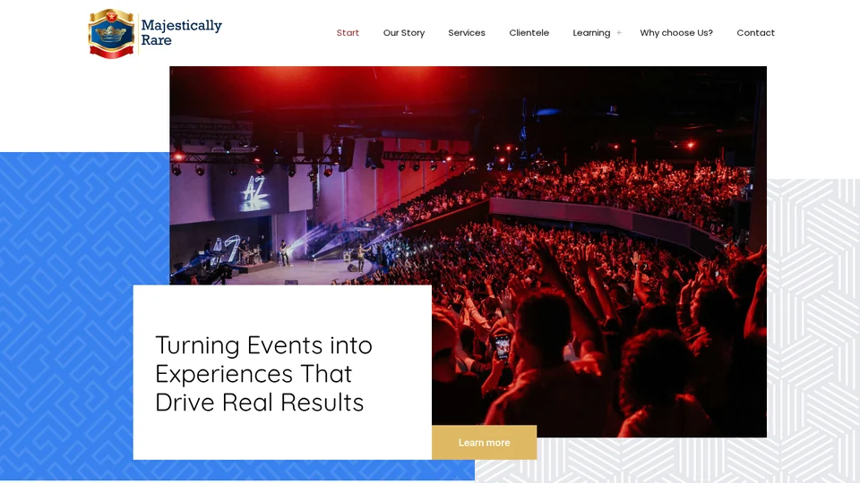 Live website capture of Majestically Rare Events