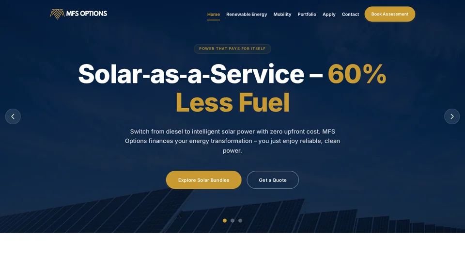 Captured MFS Options website from NewChild's selected portfolio
