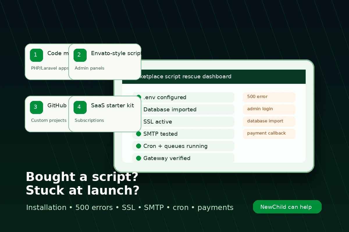 Bought a PHP or Laravel Script and Stuck? NewChild Can Help Get It Working