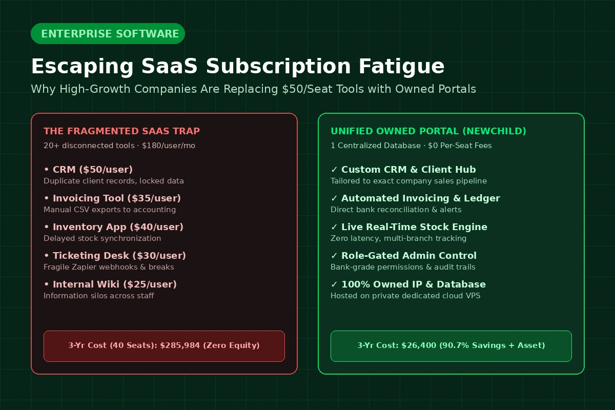 Escaping SaaS Fatigue: Why High-Growth Businesses Are Replacing $50/Seat Subscriptions with Owned Custom Portals