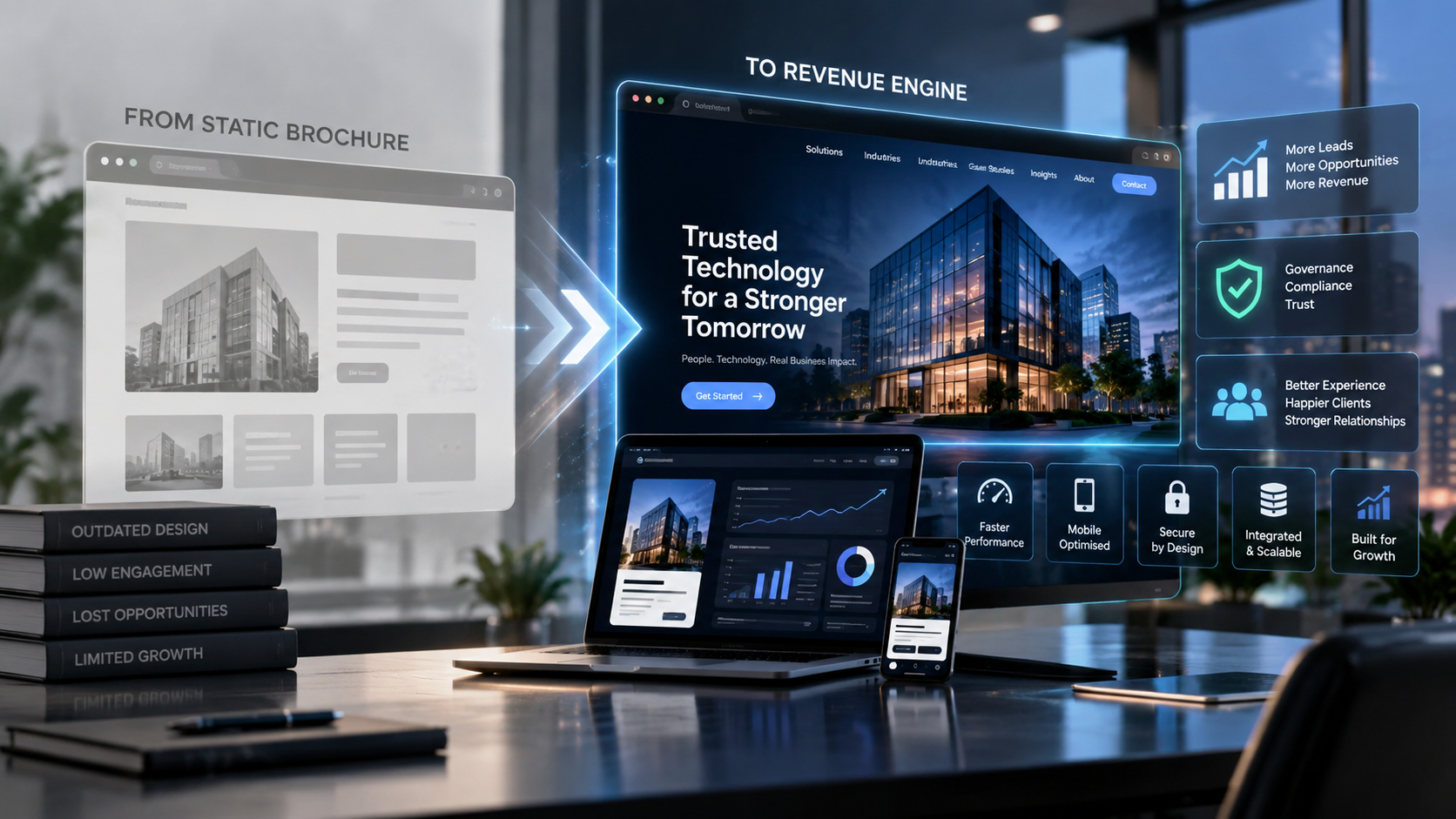 From Static Brochure to Revenue Engine: Re-Architecting High-Trust Corporate Platforms